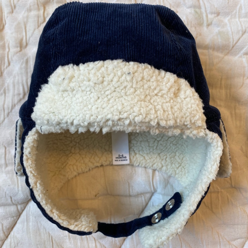 Janie & Jack Navy Corduroy Trapper Hat 0-6m